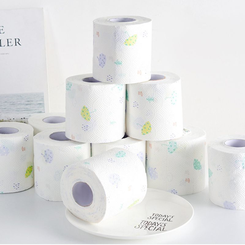 12 rotoli di Carta Igienica Nessun Agente Fluorescente Morbido Stronge 3-piega Lenzuola Bagno Del Tessuto Bello e Romantico di Stampa