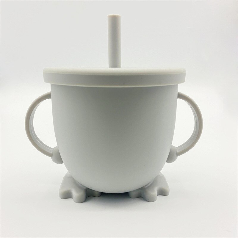 Soft Silicone Baby Cup With Straw Anti-fall Baby Drinking Cups Solid Color For Kids Children Mugs