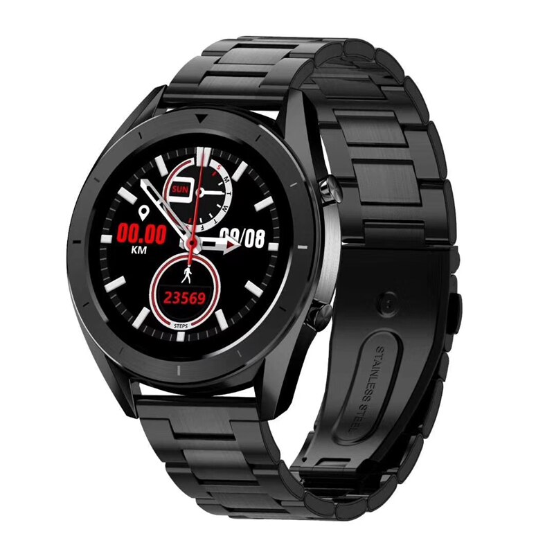 DT99 montre intelligente IP68 étanche ronde écran HD ECG détection cadrans interchangeables Smartwatch Fitness Tracker hommes: Black Alloy