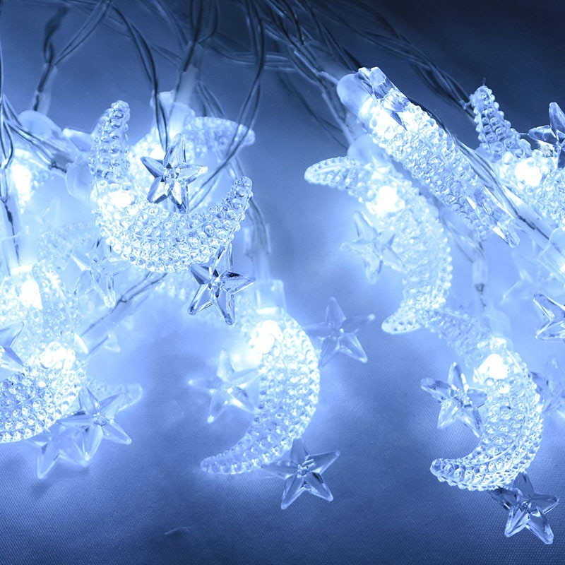 Moon Star LEd Light String Eid Mubarak Decoration for Home Ramadan Kareem Muslim Islamic Decor Hajj Mubarak Eid Al Adha