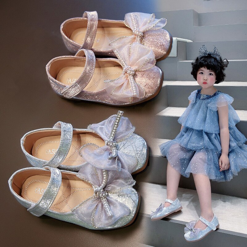 Leather Shoes Baby Girl Shoes Spring Summer Butterfly-knot Princess Kids Shoes E648