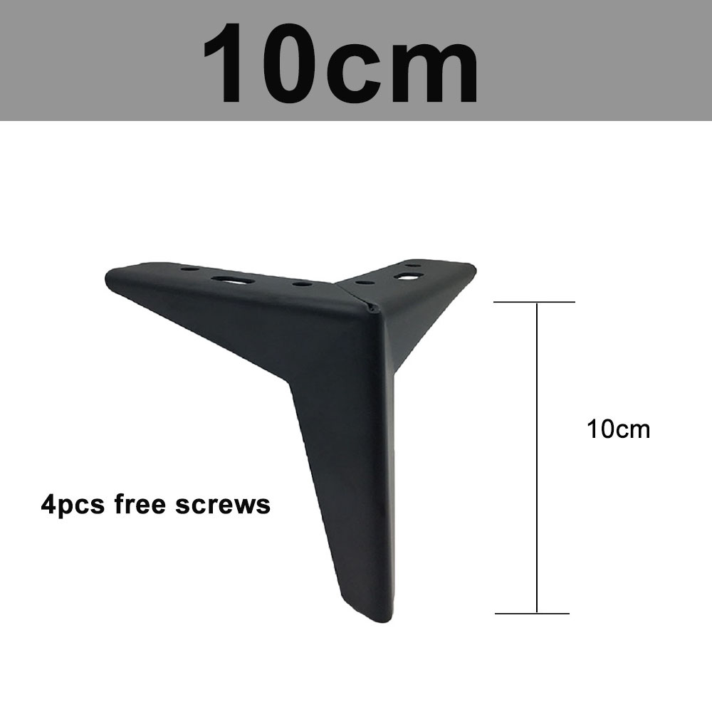 Pied de meuble en fer forgé à angle droit, avec vis, haute charge, pour canapé, café, armoire de bureau: 10cm bevel black