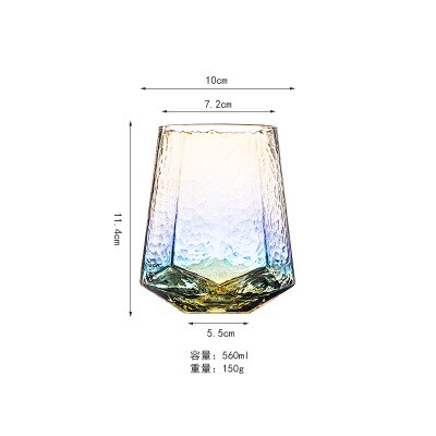 Farverigkreativt glas vinglas hjemmehamret bæger rødvinsglas diamant champagne glas vinglas: 560ml