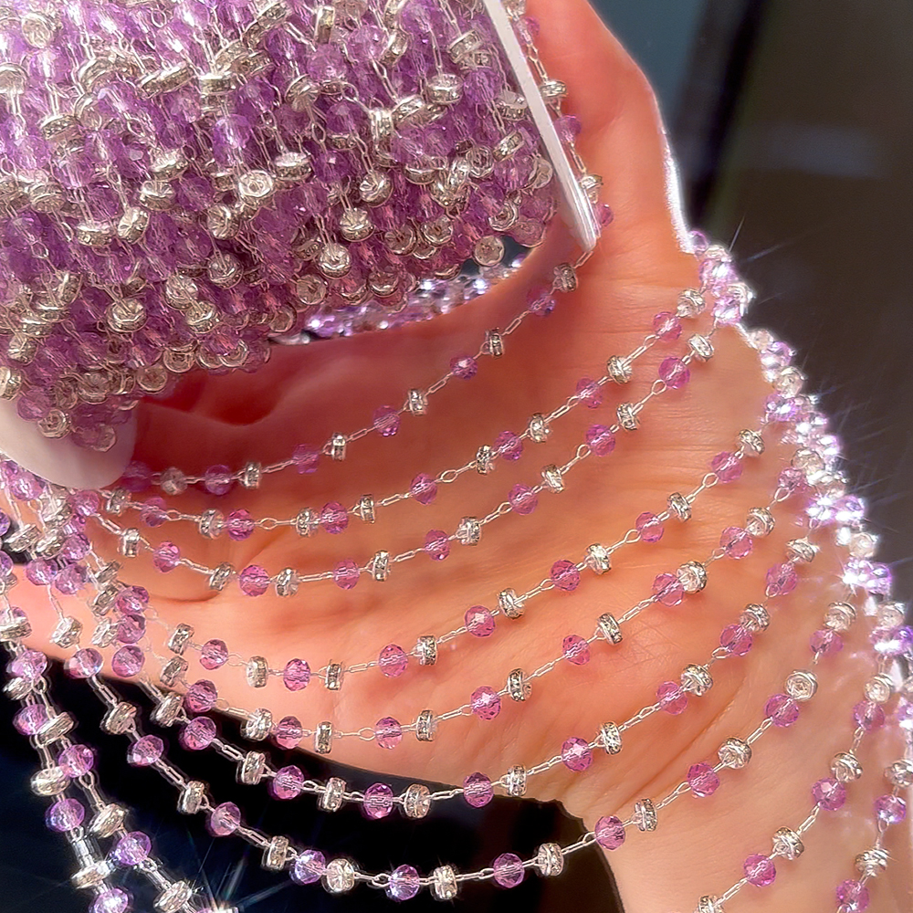 0,5 M 1M 2M bola de cristal roja cadena con cuentas cuentas de vidrio collar cadena accesorios para la fabricación de joyas componentes manualidades suministros DIY: 12 mm / Multicolor