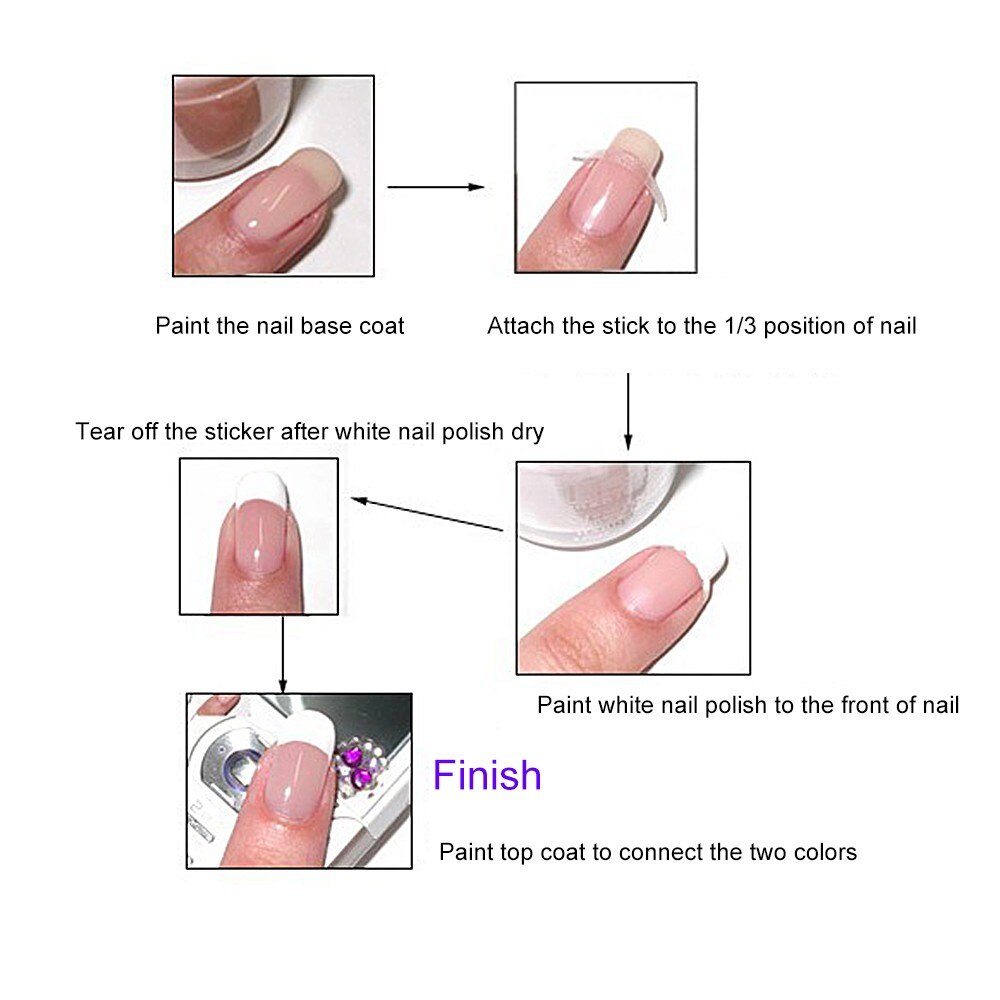 3 Paquetes de manicura francesa arte de uñas forma flecos un estilo guías pegatina líneas de sonrisa compañero de uñas francés