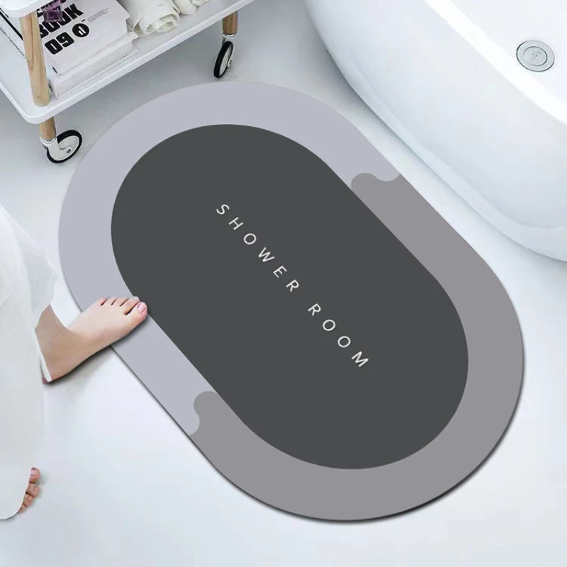 Diatomeeënaarde badmat Rubber Antislip Sneldrogend Superabsorberend Badmat Douchemat - Dunne badmatten voor badkamervloer: Black / 400MMx600MM