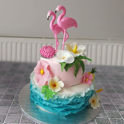 Rosa flamingo kake topper tropisk fest sommer blomst jente bursdag bryllup deco flamingo hawaii hawaiian fest dekor