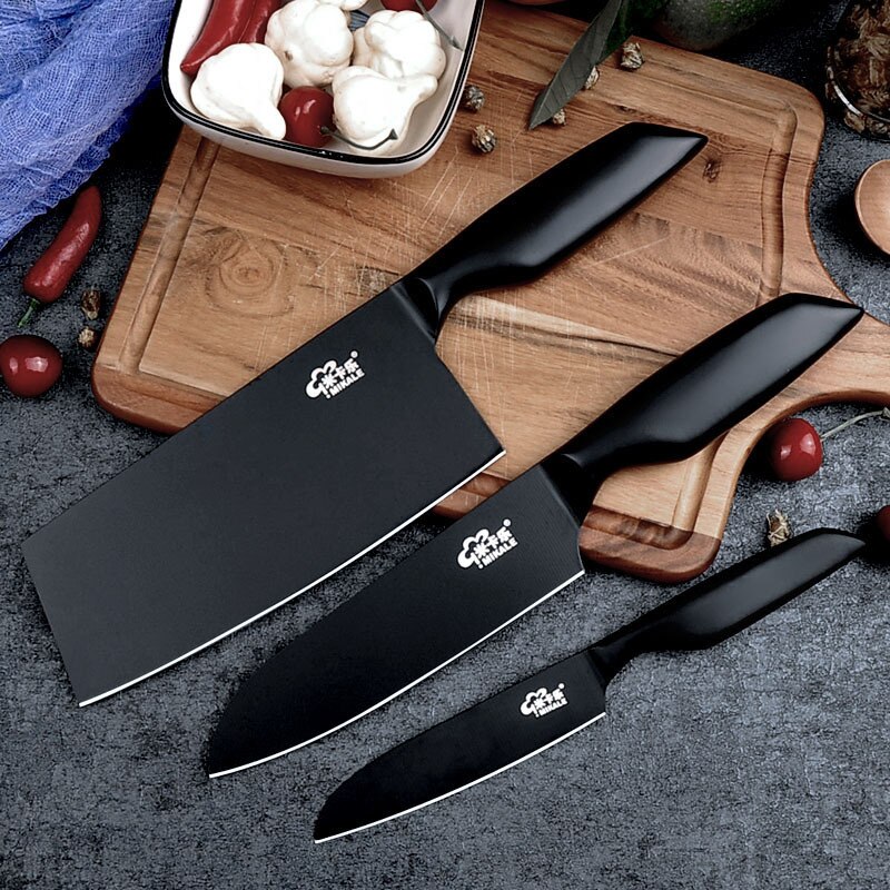 Non-stick kökskniv set 4 cr 14 mov rostfritt stål kök kock knivar set nakiri santoku skalkniv 3 st set matlagningsverktyg
