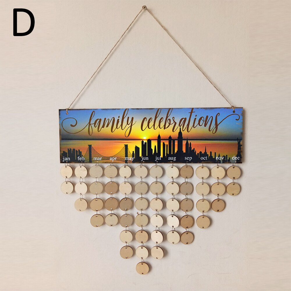 Kalendarz przypomnienie deska specjalne dni przyjaciel rodziny daty urodzin znak drewno wisiorek DIY rzemieślnicze ściana dekoracje wiszące robić salonu: D