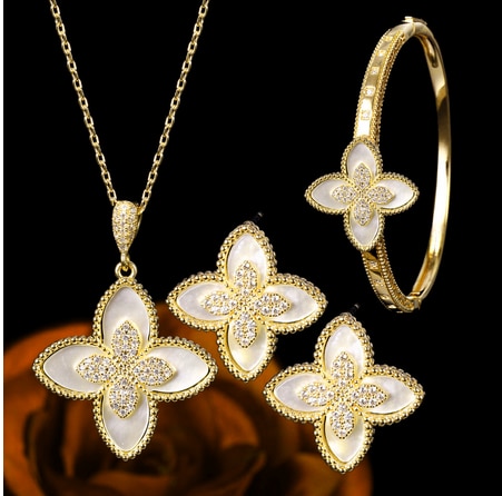 Janekelly-conjunto de joyas de circonia cúbica para mujer, conjunto completo de joyería de boda, cristal de Zirconia cúbica, Zirconia, zirconita, zirconita, de lujo, para , 4 unidades: White-18K