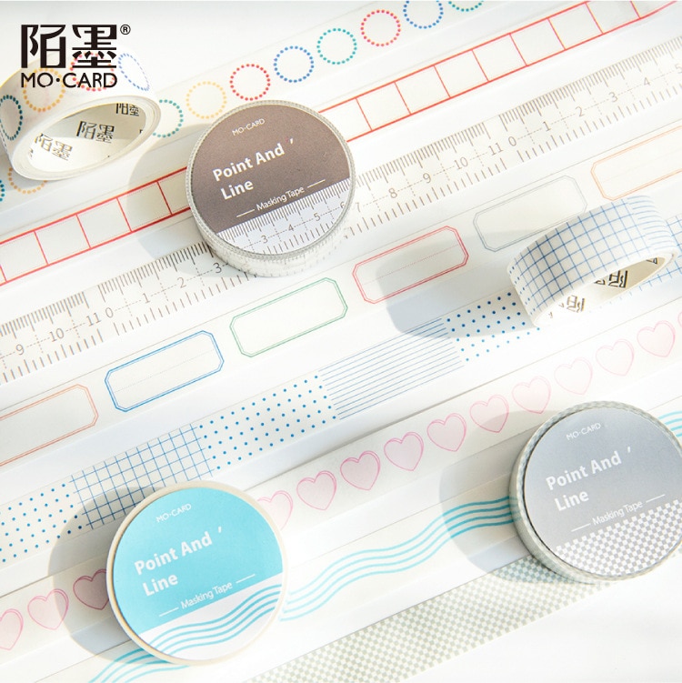 15mm*3M Fresh Simple Grid Lines Sulphuric Acid Paper Washi Tape Scrapbooking DIY Masking Tape Decorative Sticker School Office