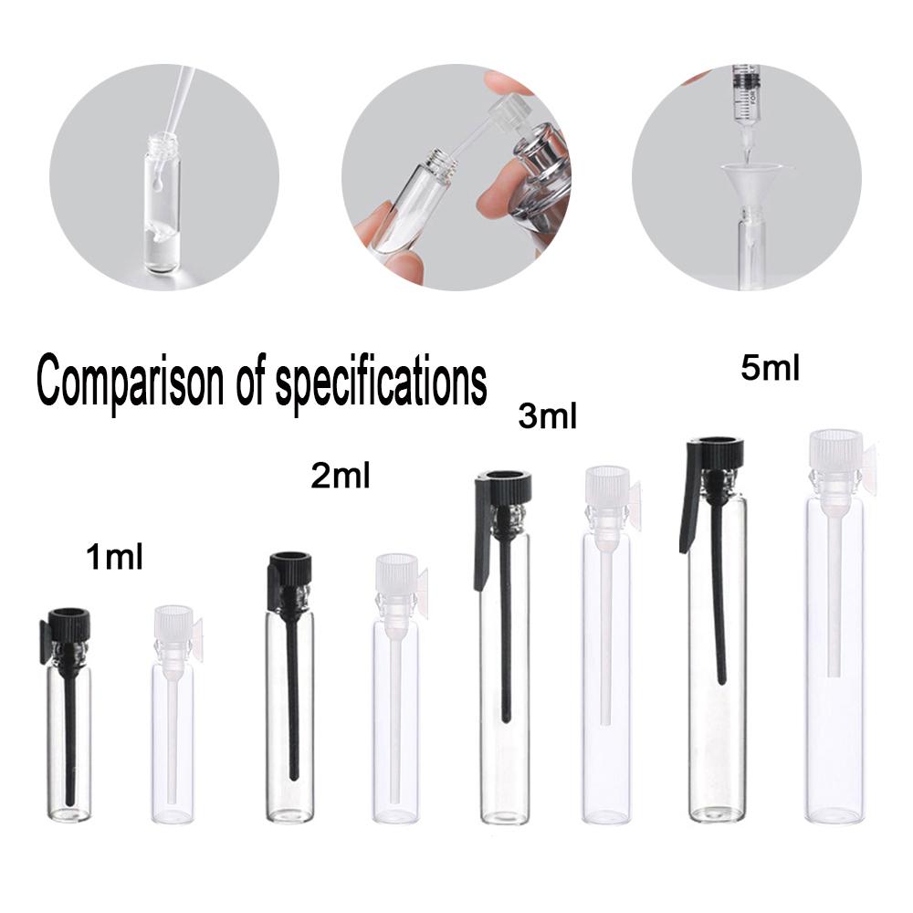1ml/2ml/3ml/5ml Empty Mini Glass Perfume Small Sample Vials Perfume Bottle Laboratory Liquid Fragrance Test Tube Trial Bottle