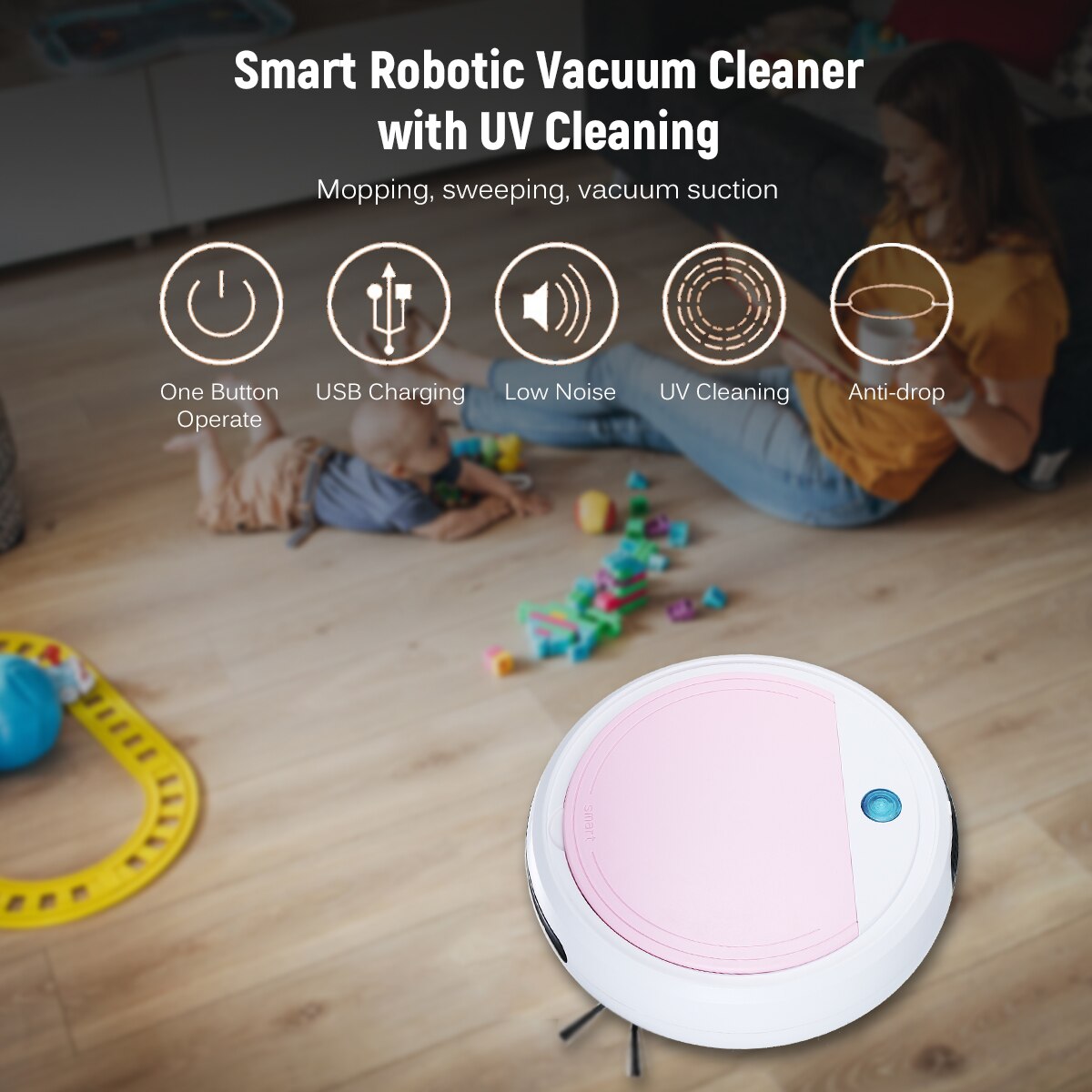 Robotic Vacuum Cleaner UV Cleaner Floor Mopping Robot UV Floor Sweep Machine Anti Electric Vacuum Cleaner Dust Collector