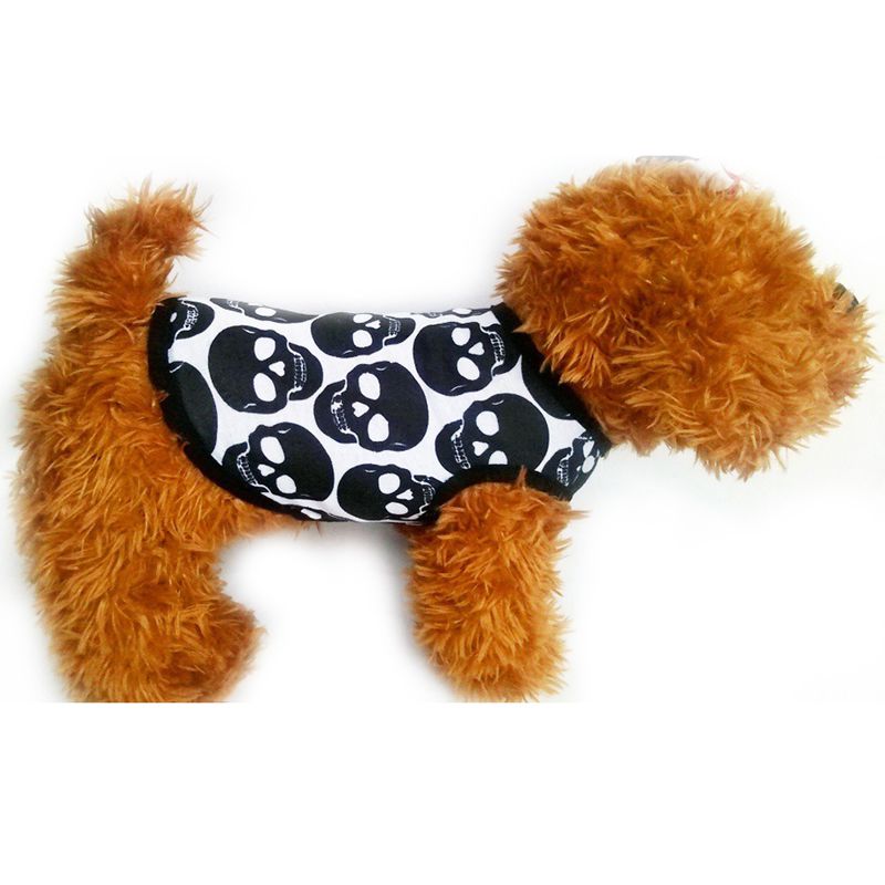 Pet Puppy bawełniane T Shirt na lato kot pies letnie ubranie czaszki wzory kamizelki Pet odzież dla psów fajny kostium miękka kamizelka tkaniny
