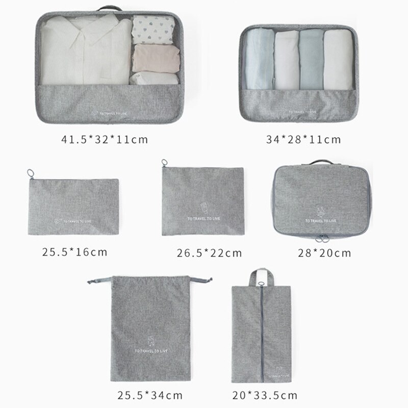 Bagage Organizer Verpakking 7 stks/set Reizen accessoires kit Mesh organizer Verpakking Cube Kleding ondergoed Schoen sorteren tassen
