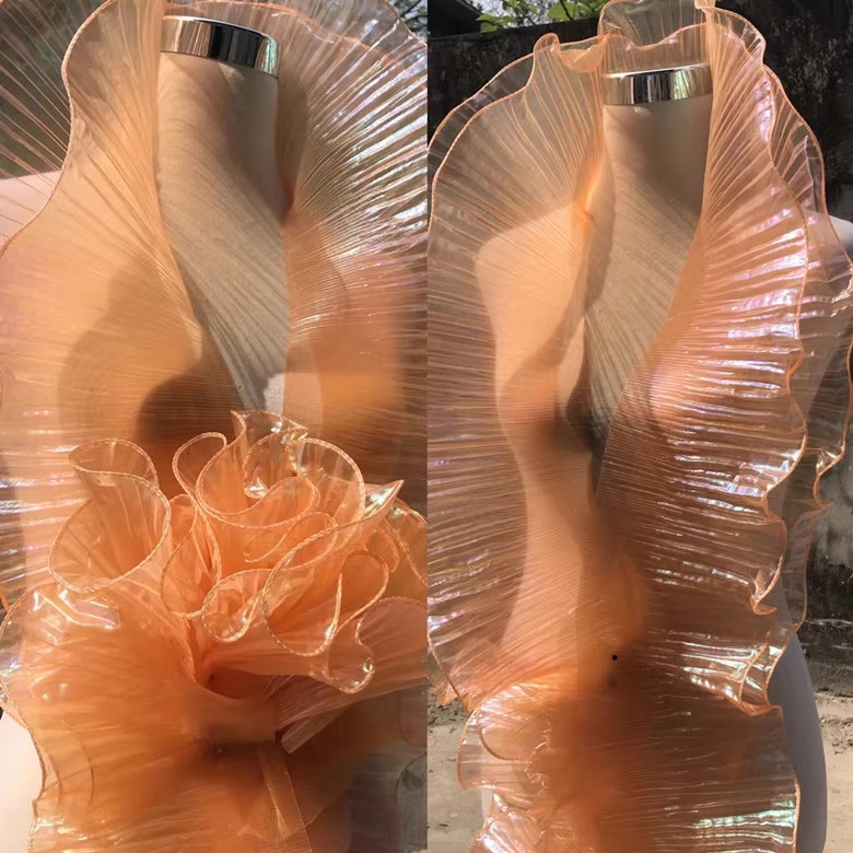 2 Meter Plissee Rüschen Organza Farbverlauf Spitzenbesatz 13 cm breit DIY Kleidung Spleißen Dekor Band Hochzeitskleid NäHenne Stoff
