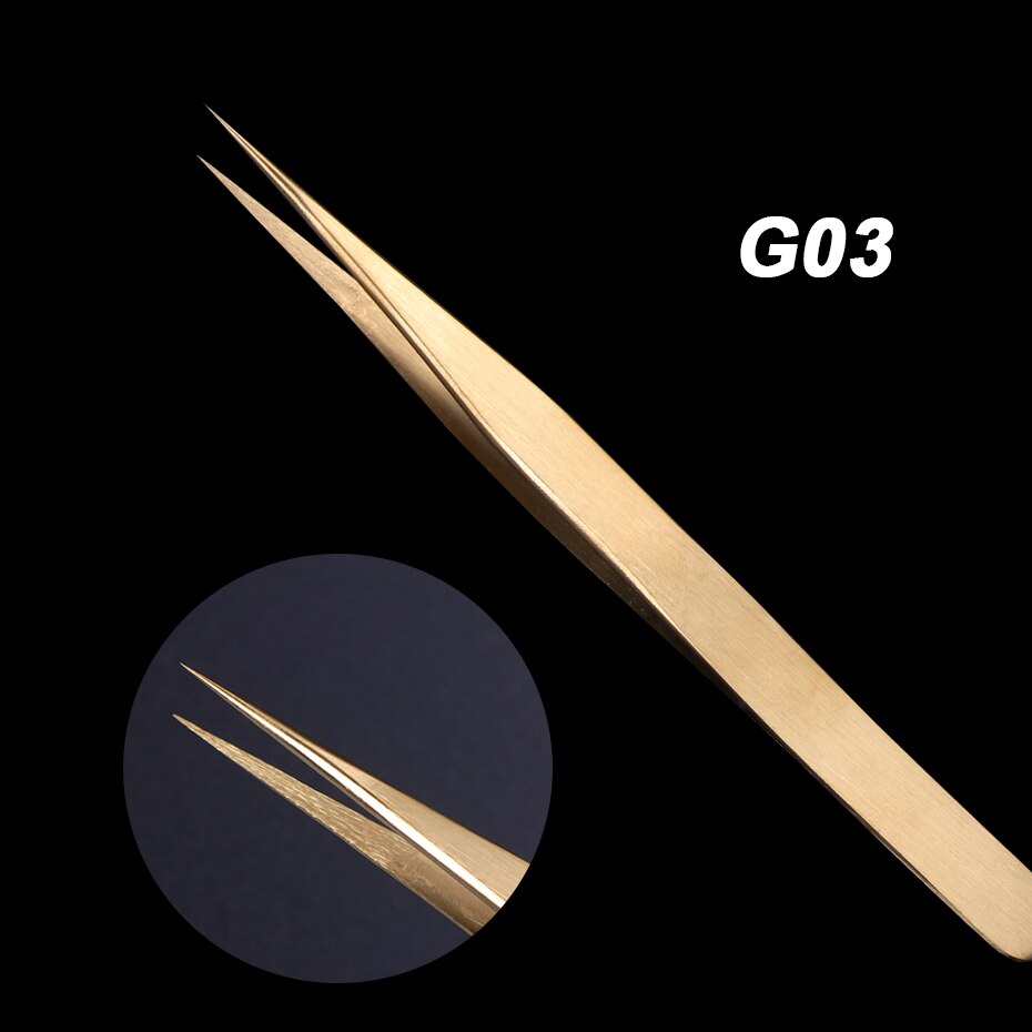 3 stk gylden pincet øjenvippekrøller vipper forlængelse neglemærkat rhinestone picker makeup værktøj tilbehør  la774