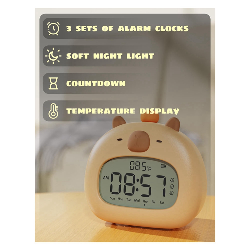 Capybara Alarm Clock For Kids, Ready To Rise Children's Sleep Trainer, Alarm Clock For Bedrooms 1PCS A
