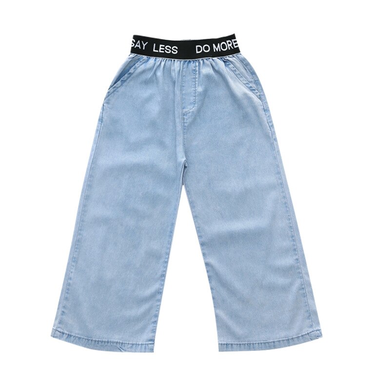 Casual piger løse bukser baby børn tøj elastik talje piger jeans brede ben bukser til 6 8 10 12 år vestidos