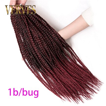 VERVES Box Braids Hair Synthetic 6 pack 14 inch and 18 inch Crochet Hair Extensions 22 Strands/pack Ombre Braiding Hair Braids: T1B/Burgundy