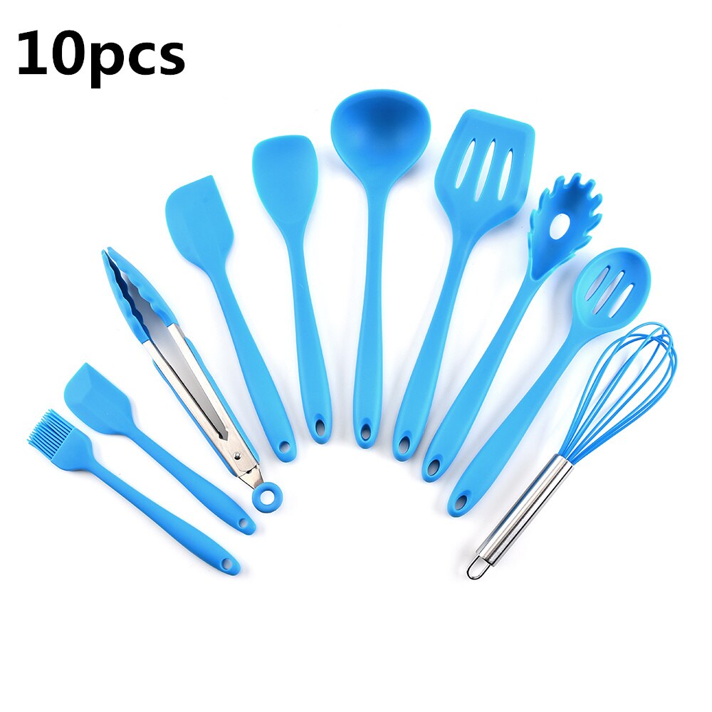 8/9/10/11 Pcs Keuken Gebruiksvoorwerp Set Silicone Hittebestendige Non-stick Kookgerei Set Lepel Spatel Pollepel koken Gereedschap Keuken Gebruik: ALH1939282BL