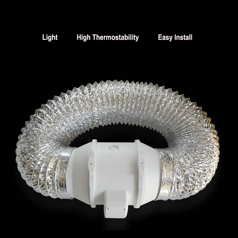 100mm 150mm Flexible Double Aluminium Foil Ducting Hose for Inline Duct Fan Ventilator Ventilation Tube Air Exhaust Extractor