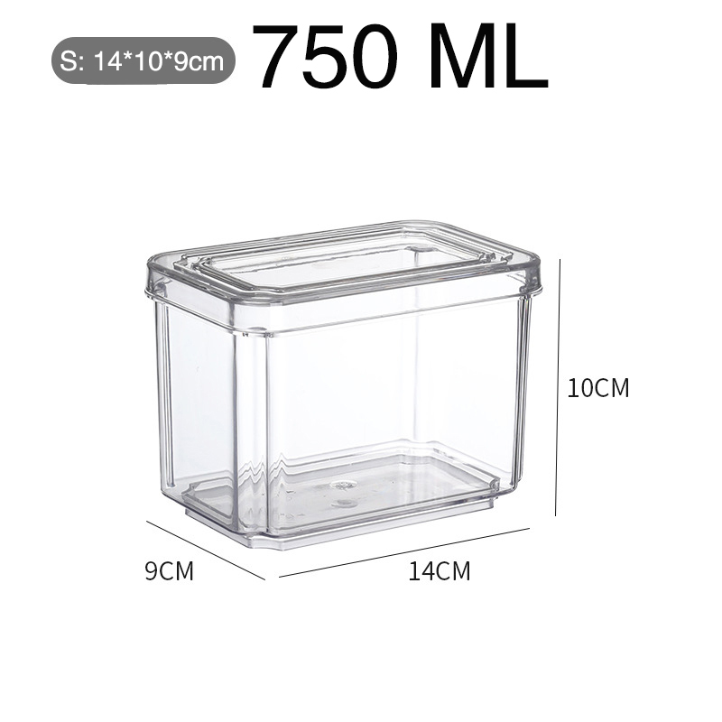 Transparent Airtight Pantry Pasta Box Multigrain Sealed Cans Food Storage Container Plastic Kitchen Refrigerator With Lid Cereal: 750ML