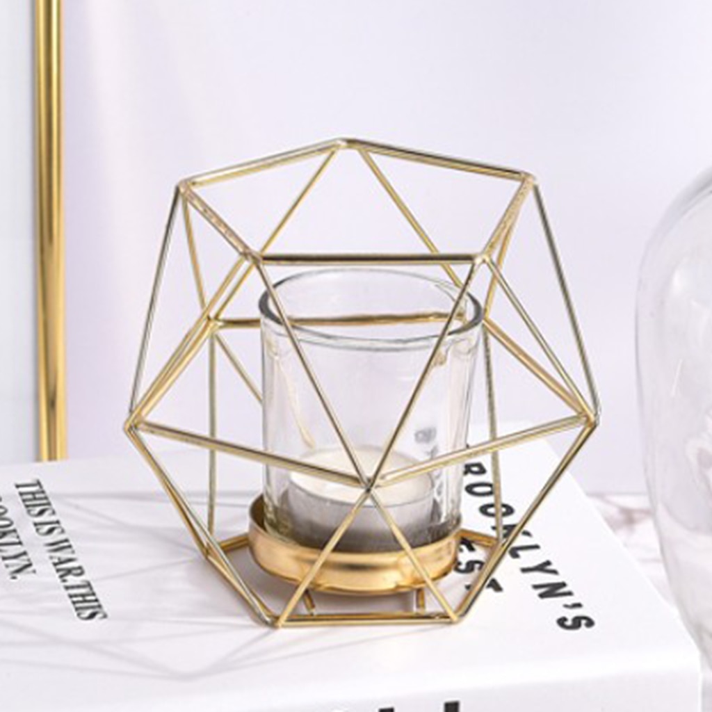 Touch nordic style 3d geometrisk lysestage metal væg lysestage lampet matchende lille fyrfadslys tilspidset lysestage