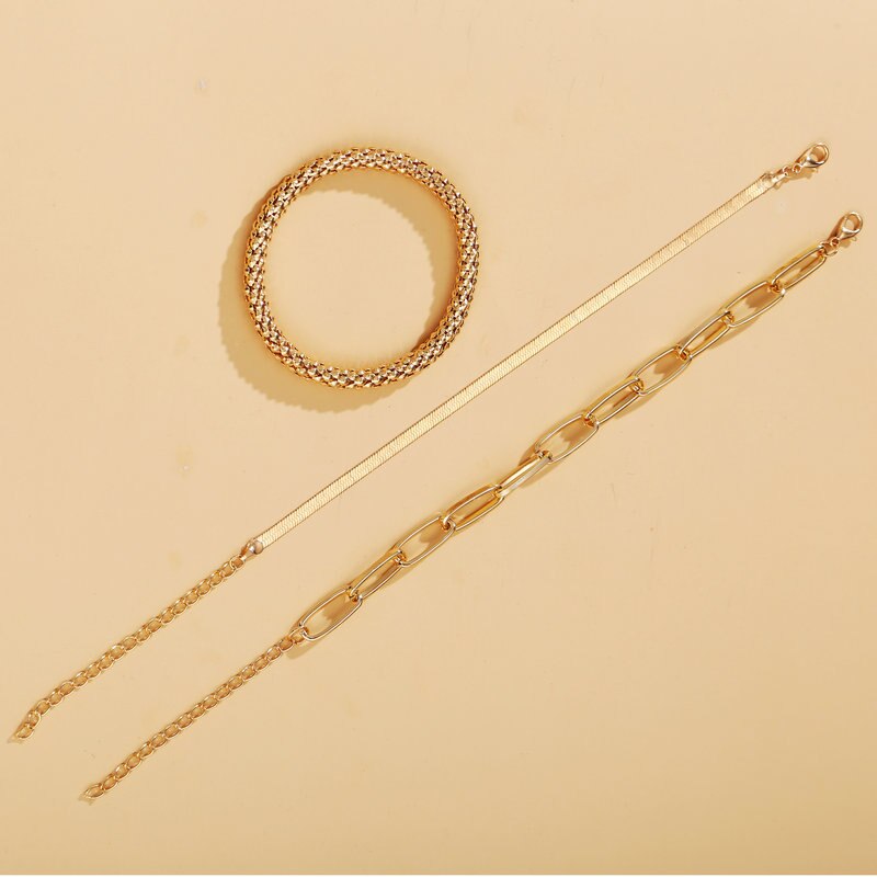 3 Teile/satz Dicke Kette Verknüpfung Armbänder Armreifen Für Frauen Jahrgang Schlange Kette Armbänder einstellen Punk Schmuck