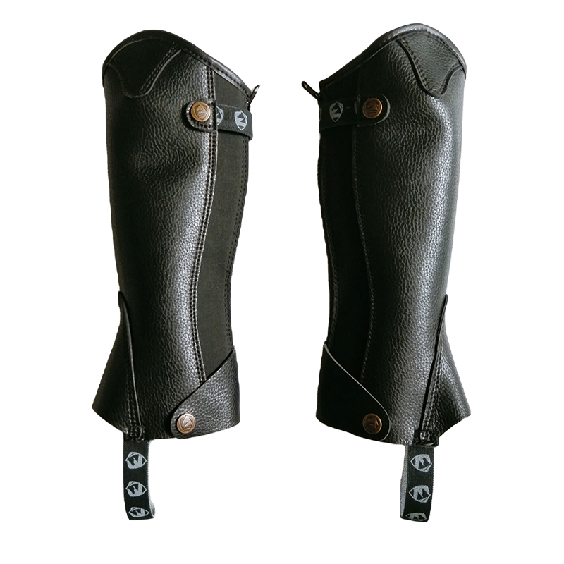 Equestrian Half without boots Chaps Horse riding body protector Micro-fibre Leg Half chaps Black color unisex L size for Rider: 2XL