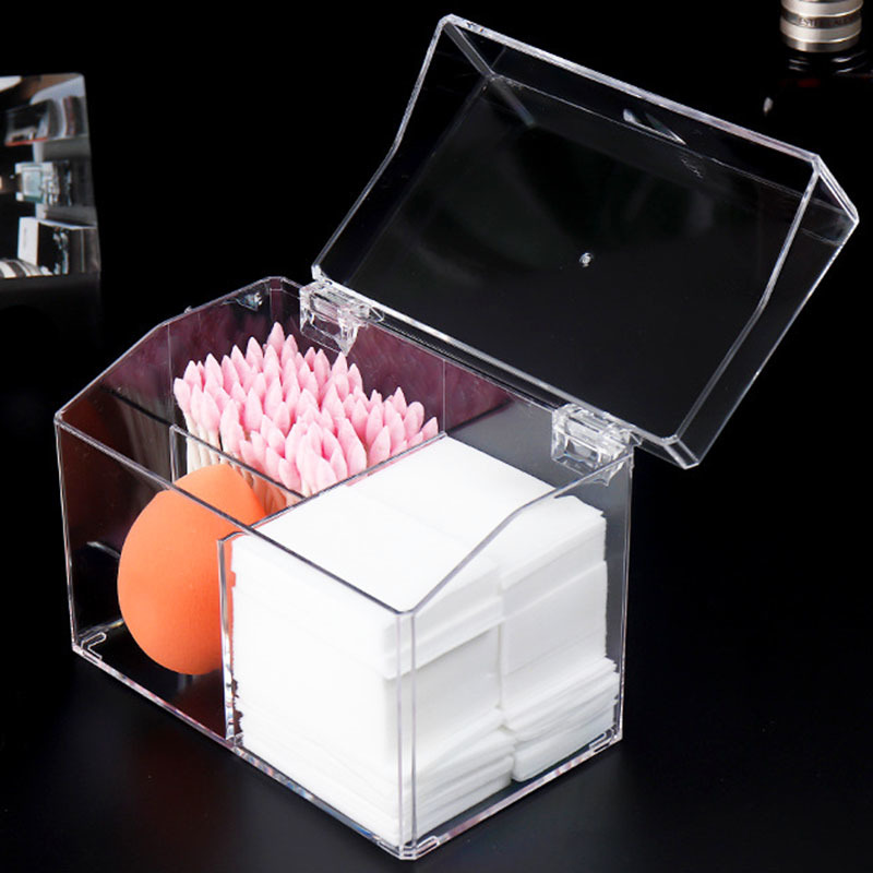 Acrylic Waterproof Storage Box Cotton Swab Pads Dustproof Storage Container Transparent Cosmetic Classification Organizer Case