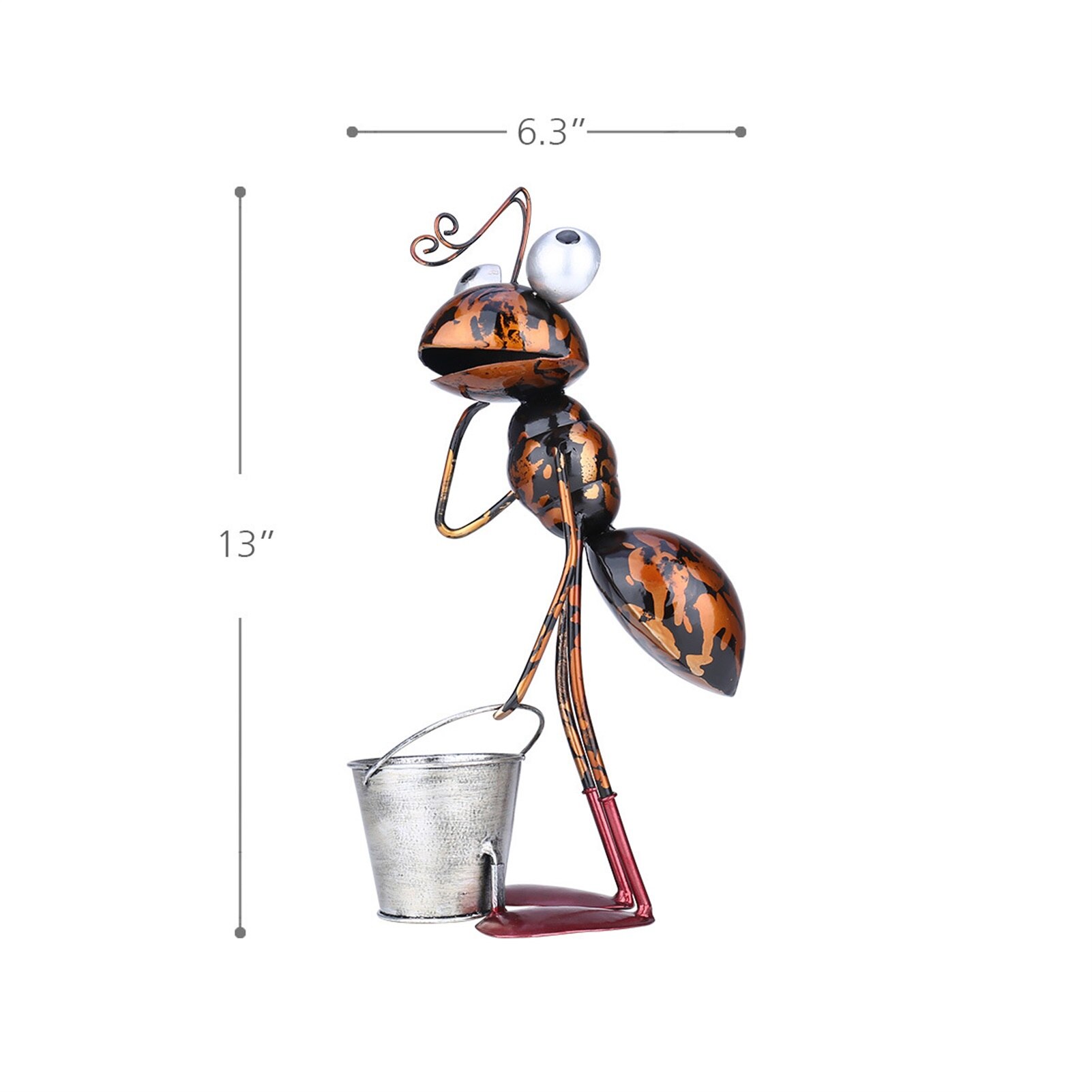 Big Metal Ant Garden Decoration Sculpture Home Patio Lawn Yard Indoor Outdoor Statue Ornament With Removable Bucket: Black