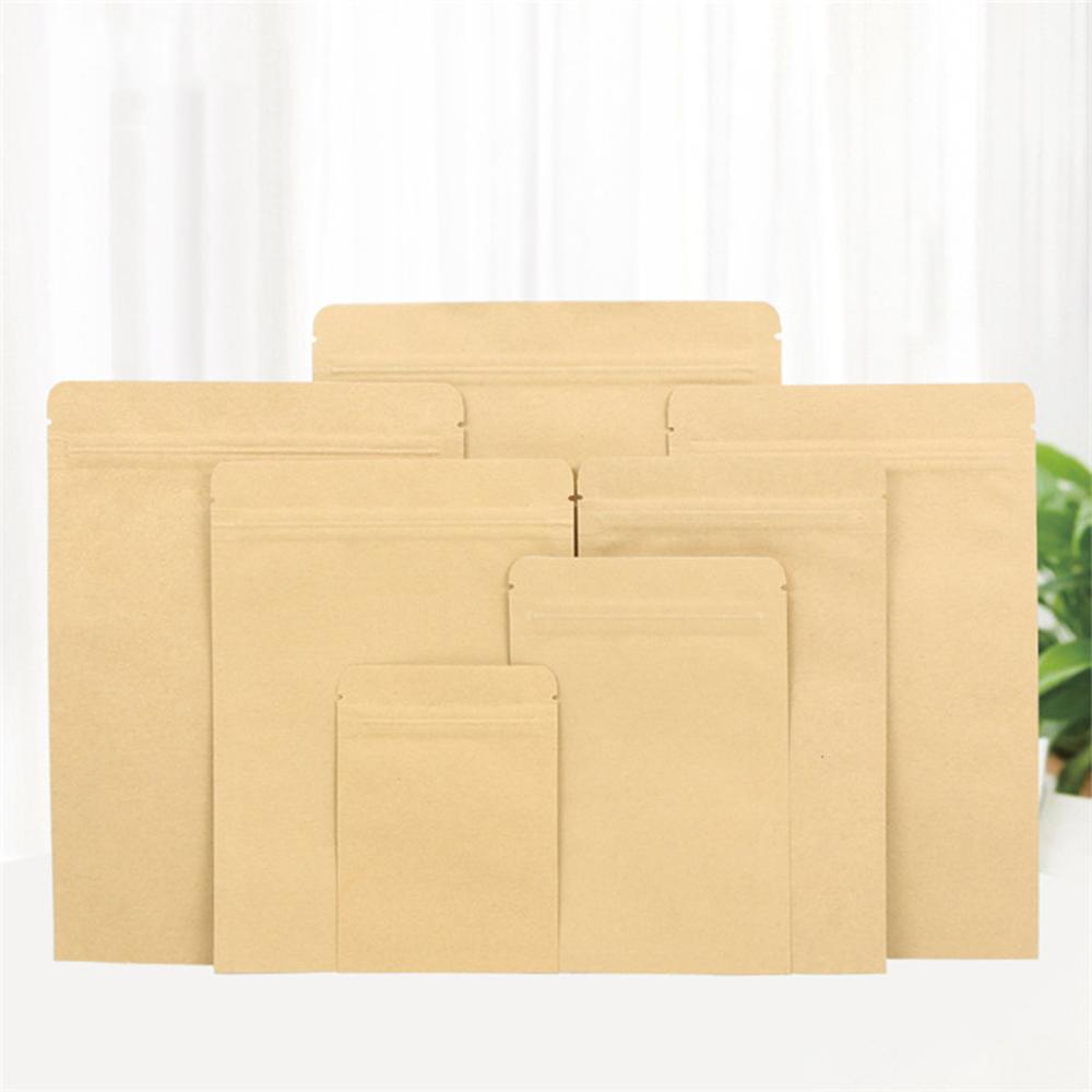 10/20/50PCS Bag Resealable Zip Lock Kraft Paper Bag Stand Up Foil Heat Seal Food Grade Kitchen Storage