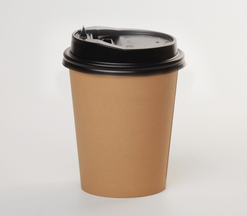 Taza de café desechable gruesa de una sola capa de papel Kraft, 8oz/12oz/16 leche onzas, vasos de embalaje para llevar Zumo de té con tapa, 50 Uds.: cup and black lid / 16oz 500ml 50pcs