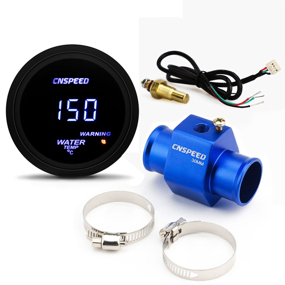 Auto Auto Digitale 2 &quot;52Mm Water Temp Gauge Met Sensor Rook Lens Water Temperatuur Meter Met Gezamenlijke Pijp sensor Adapter: with 30mm