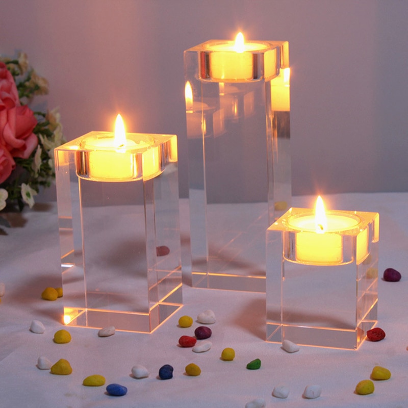 IMUWEN K9 Crystal Candle Holder Delicate Candle Stand Center Table Candlestick For Party Home Decoration