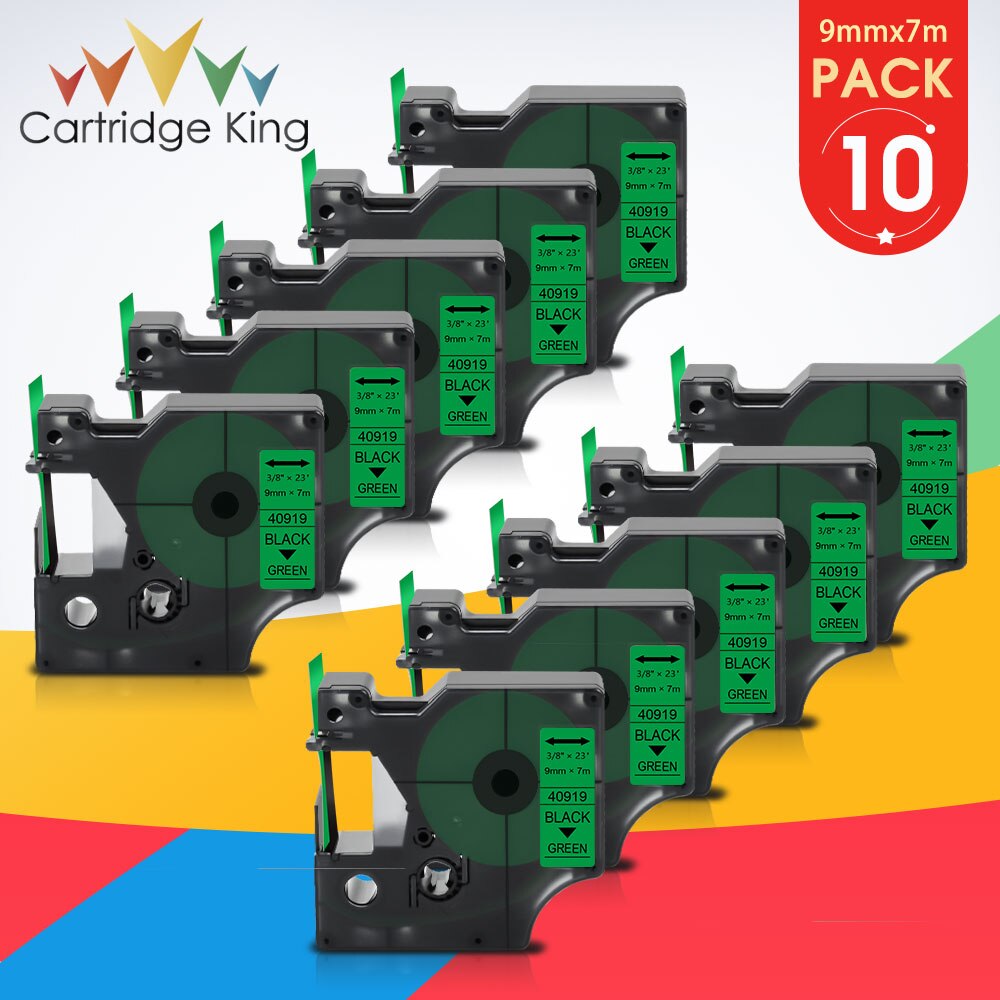 10PK 40913 9mm taśma z etykietami dla D1 DYMO 40913 czarny na białym kompatybilny z DYMO LabelPoint Label Manager 160 280 420P drukarka do etykiet: Black on Green