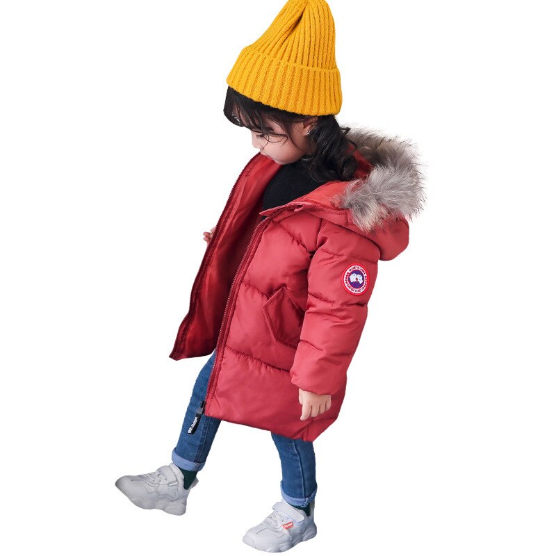 Vêtements d'hiver en coton et en duvet pour enfants | Col en fourrure, pour moyennes et petits enfants, veste épaisse et chaude en coton, à capuche,