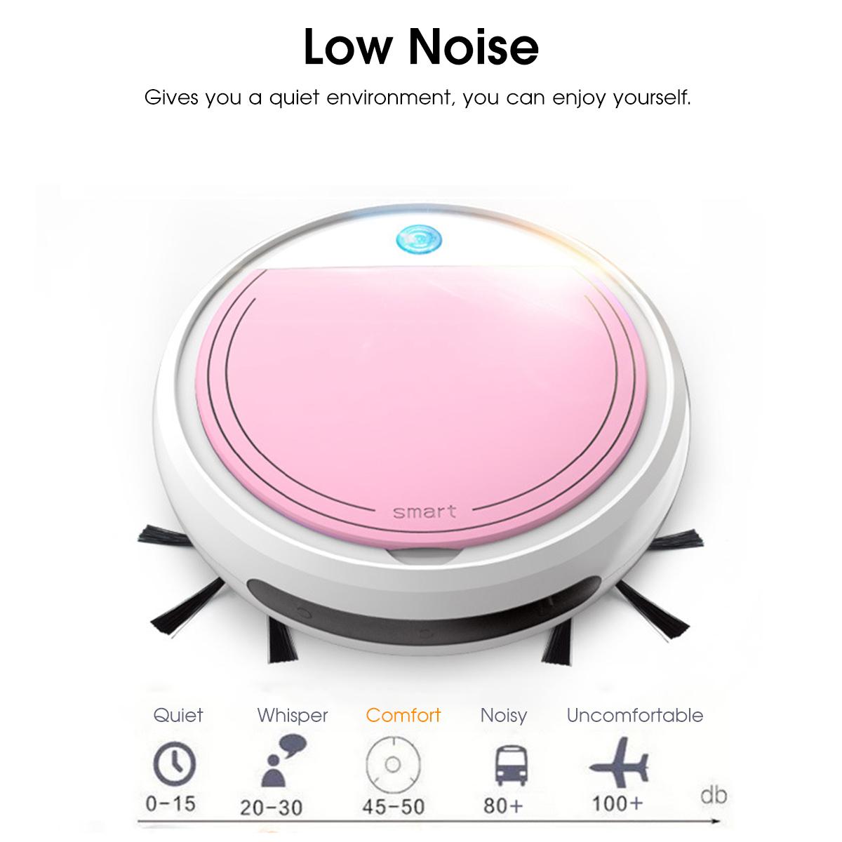 4 IN 1 Robot Vacuum Cleaner Multifunctional Auto Rechargeable UV Sterilizer Sterilization Smart Sweeping Robot Vacuum Cleaner: Pink