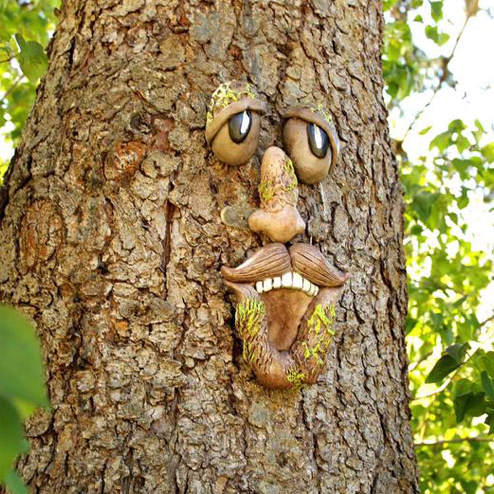 Outdoor Funny Old Man Tree Face Decor Outdoor Funny Old Man Tree Sculpture Yard Art 3D Works Come Alive Garden Peeker
