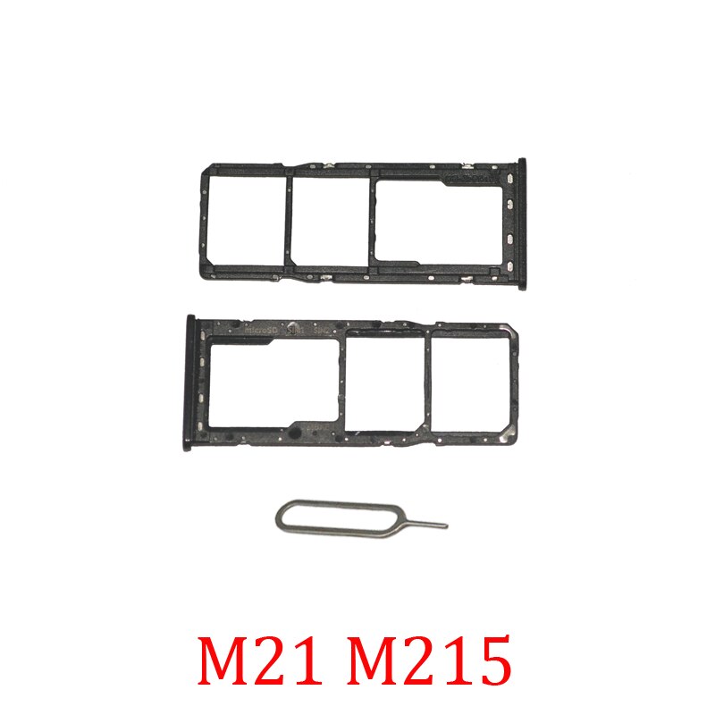 Sim Card Tray Slot Voor Samsung Galaxy M21 M215F M215F/Ds M215F/Dsn Originele Telefoon Sim Chip card Adapter Houder Zwart + Pin