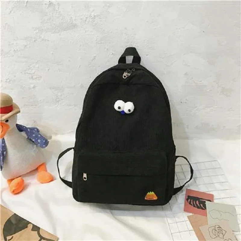 Sztruksowe plecaki o dużej pojemności Nastoletnie dziewczęta Tornister Uczeń szkoły średniej College Bookbag Klasyczne kobiety w stylu preppy: Niebieski