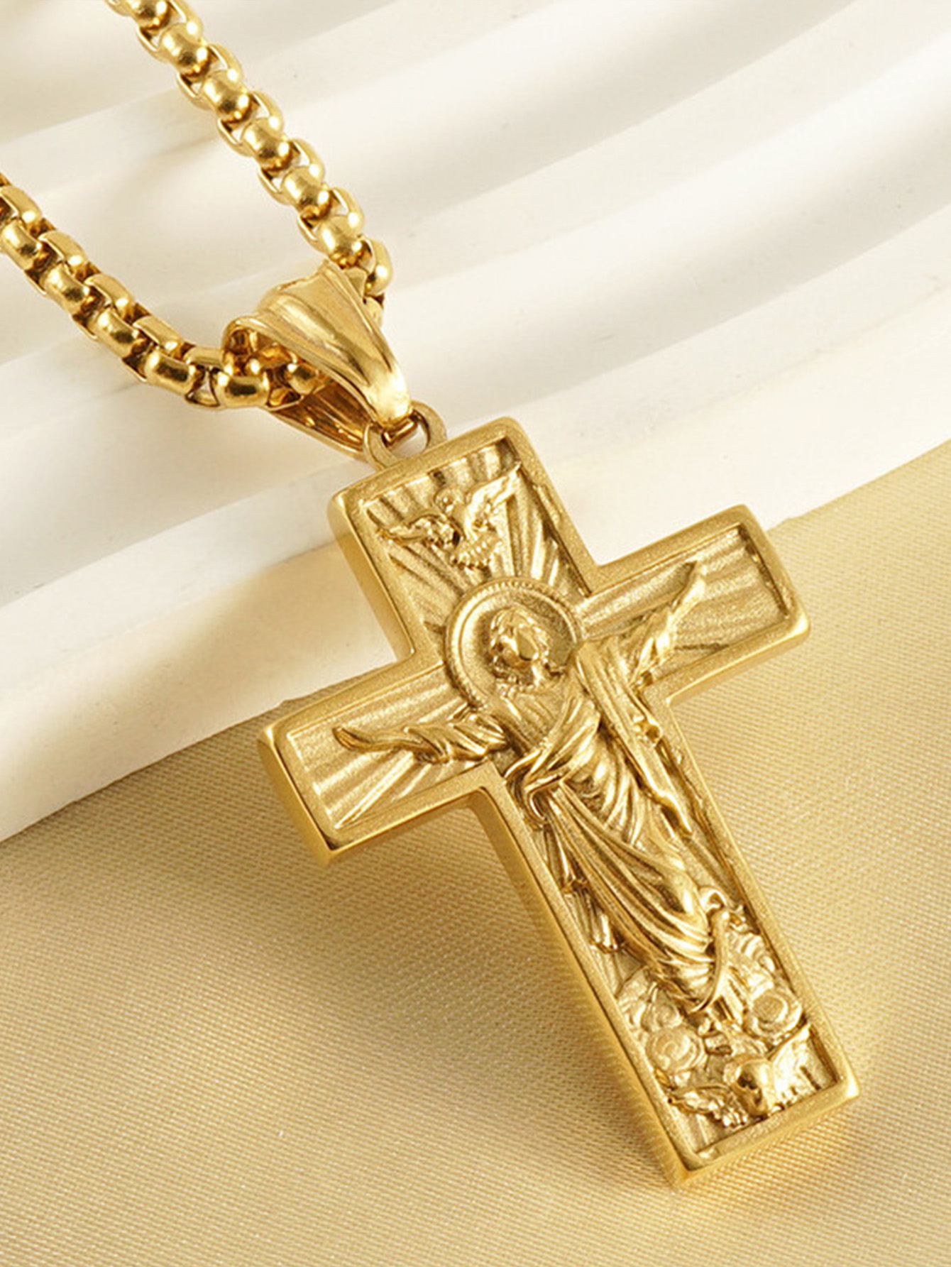 Modieuze Roestvrijstalen Ketting Voor Vrouwen Mannen Westerse Mythologie Mens Vorm Kruis Hanger Ketting