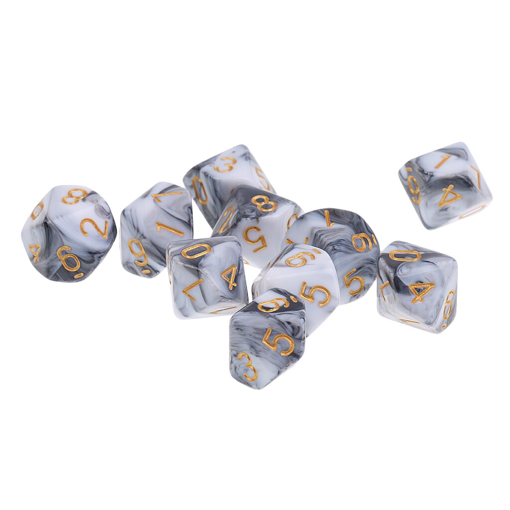 Dados de 10 uds, dados de 10 caras, dados poliédricos D10 para: White Gray