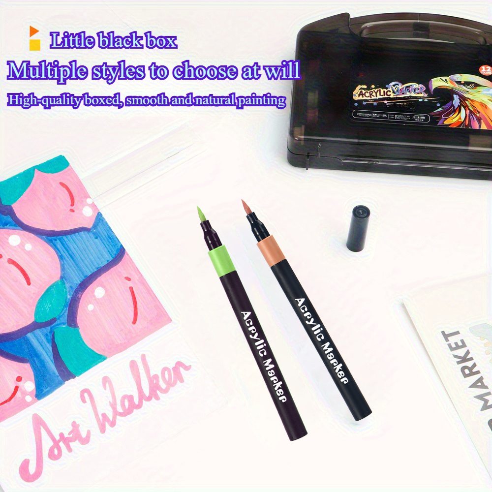 12/24/36/48 kleuren waterbestendige acrylmarkers voor het beschilderen van hout en steen, ideaal voor doe-het-zelf kunstprojecten voor studenten, schoolbenodigdheden