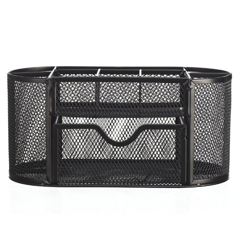 Trieur de bureau multi-fonctionnel 9 tiroirs, en métal maillé, pot à stylo, boîte de papeterie, boîtier, fournitures scolaires, accessoires: Black