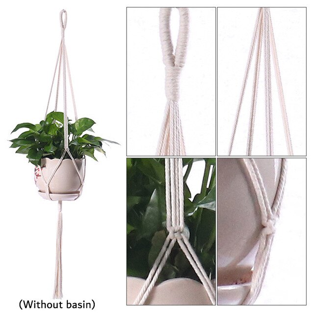 Plant Hanger Garden Hanging Basket Rope Flower Pot Holder Decor Without Basin Knotted Lifting Rope Home Garden Supplies: 3