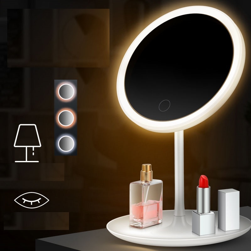 Make-Up Spiegel Met Led Licht Dames Gezicht Spiegel Verstelbare Touch Dimmer Usb Led Spiegel Tafel Desk Cosmetische Spiegel