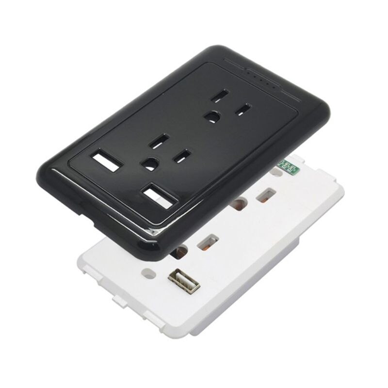 US Wall Panel Outlet with Dual USB Charger Electrical Socket Duplex Receptacle Socket for Home Room Use