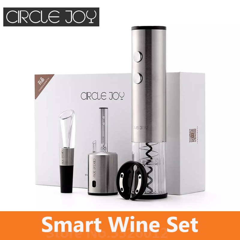 Cirkel Vreugde Elektrische Flesopener Rvs Mini Wijn Stop Wijn Decanter Beluchter Wijn Set Voor Smart Home